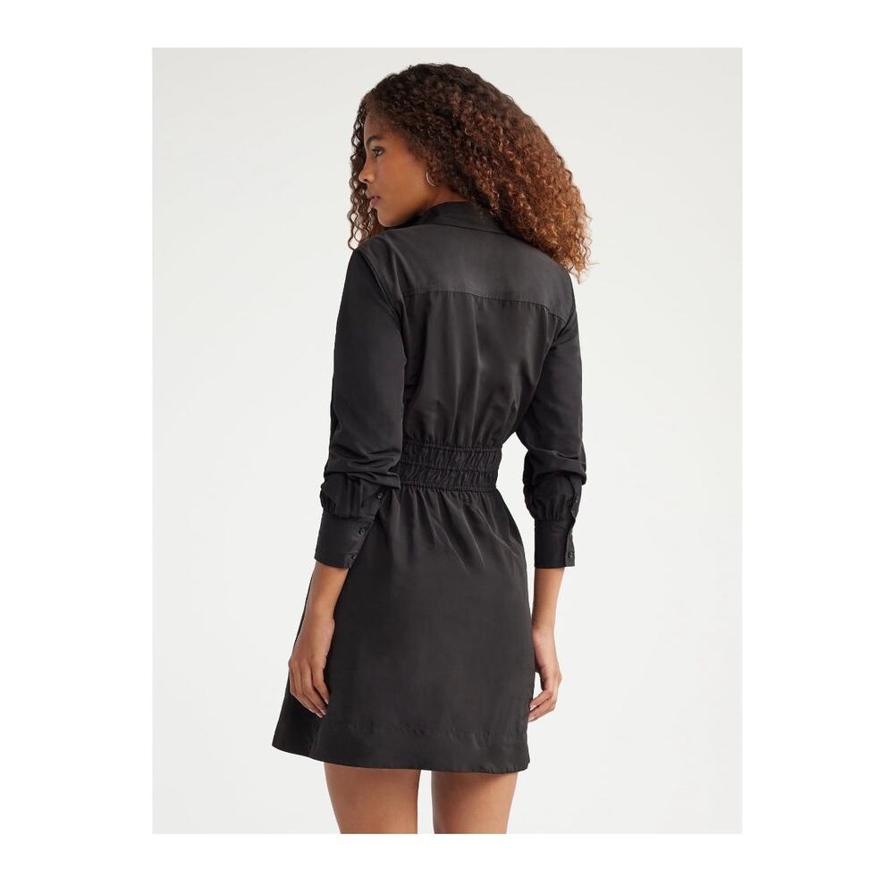 Free Assembly Women's Smocked Waist Mini Shirt Dress with Long Sleeves Size XL - Picture 3 of 7